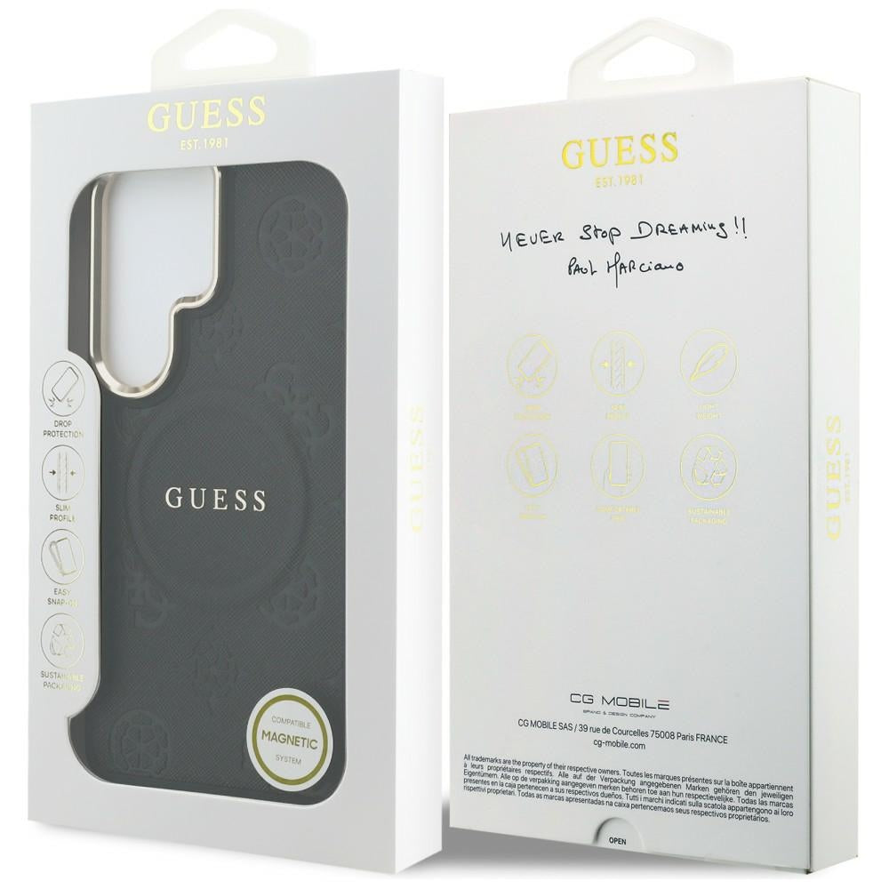 Futrola MagSafe za Samsung Galaxy S26 Ultra S948, GUESS, Saffiano Peony Embossed Ring, Crna