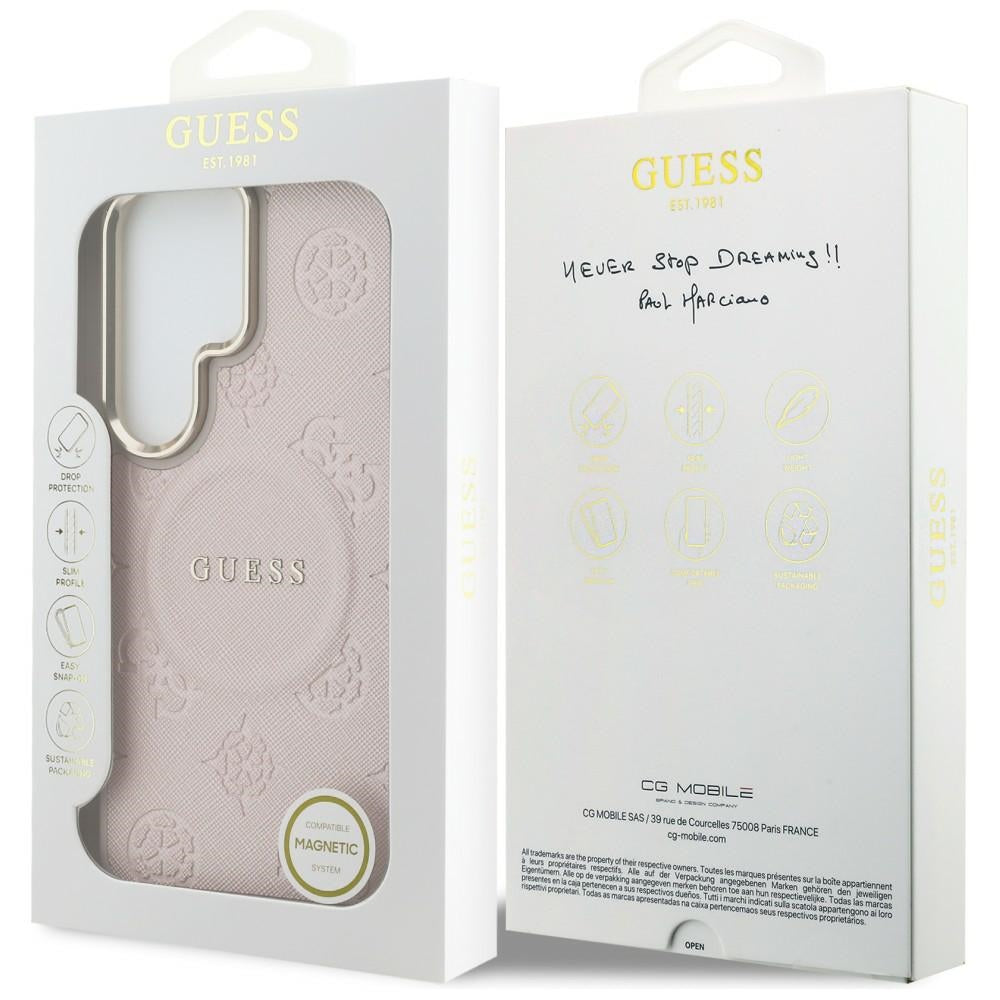 MagSafe futrola za Samsung Galaxy S26 Ultra S948, Guess, Saffiano Peony Embossed Ring, Roza