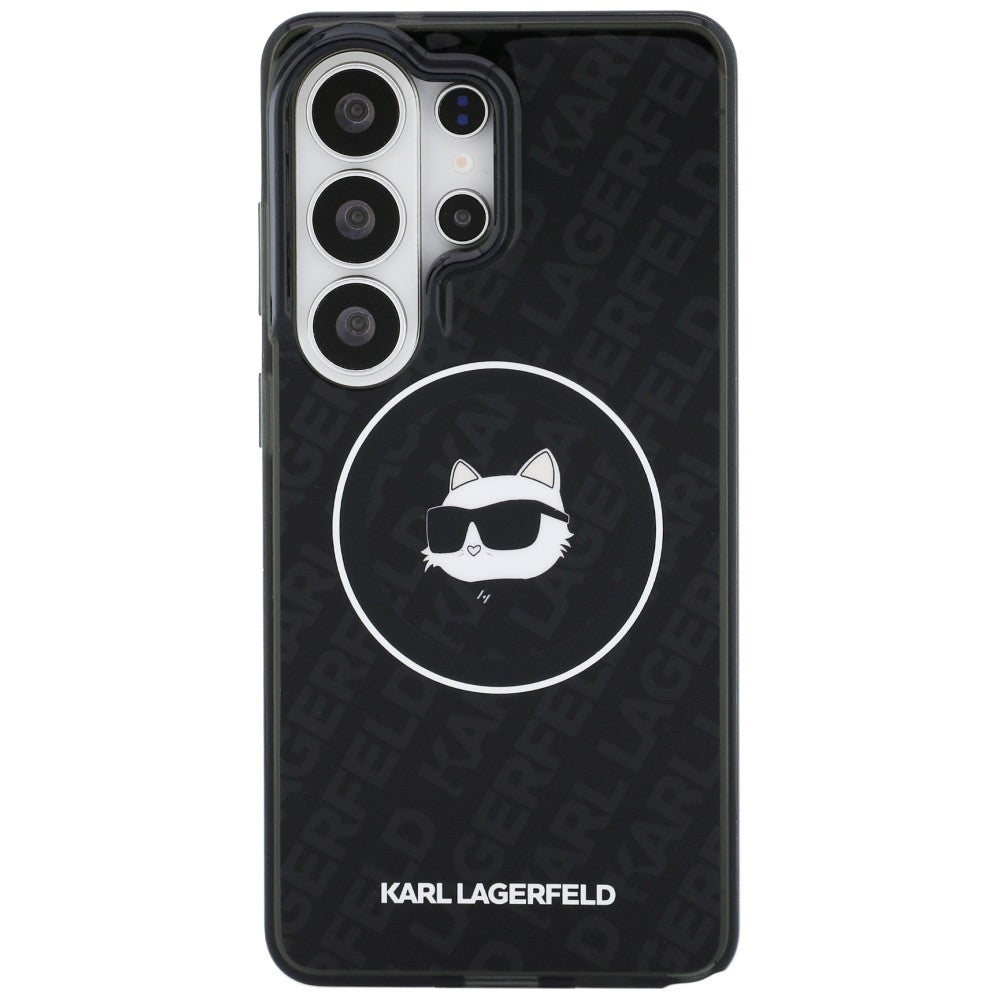 MagSafe futrola za Samsung Galaxy S26 Ultra S948, Karl Lagerfeld, IML Choupette Head on KL Repeated Logo, Crna