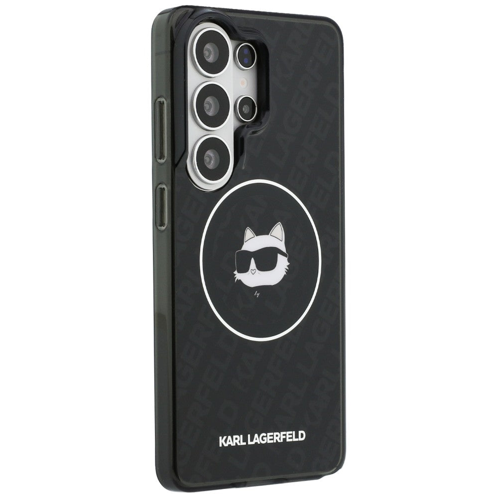 MagSafe futrola za Samsung Galaxy S26 Ultra S948, Karl Lagerfeld, IML Choupette Head on KL Repeated Logo, Crna