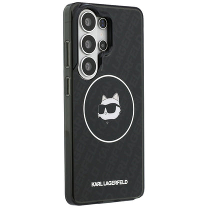 MagSafe futrola za Samsung Galaxy S26 Ultra S948, Karl Lagerfeld, IML Choupette Head on KL Repeated Logo, Crna