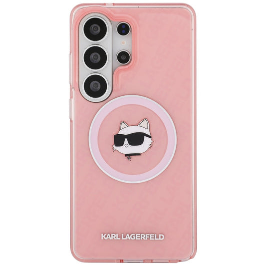 Futrola MagSafe za Samsung Galaxy S26 Ultra S948, Karl Lagerfeld, IML Choupette Head on KL Repeated Logo, Roza