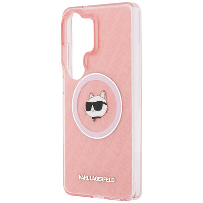 Futrola MagSafe za Samsung Galaxy S26 Ultra S948, Karl Lagerfeld, IML Choupette Head on KL Repeated Logo, Roza