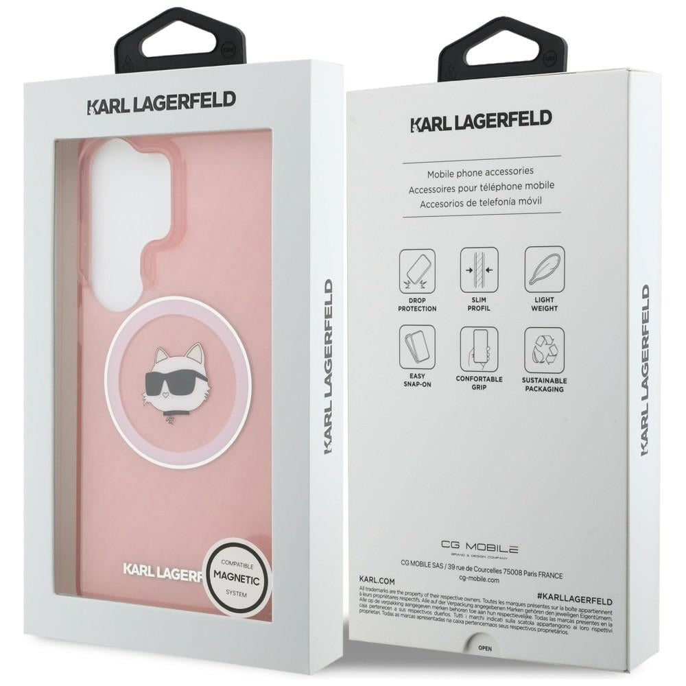 Futrola MagSafe za Samsung Galaxy S26 Ultra S948, Karl Lagerfeld, IML Choupette Head on KL Repeated Logo, Roza
