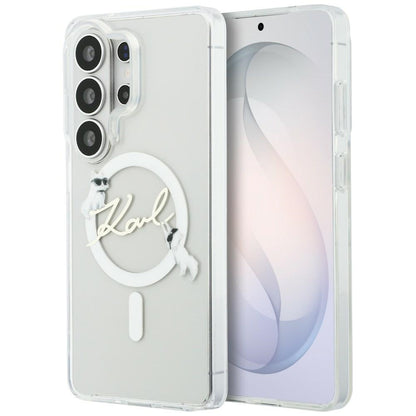 MagSafe futrola za Samsung Galaxy S26 Ultra S948, Karl Lagerfeld, IML Choupette Karl Script Logo, Bijela