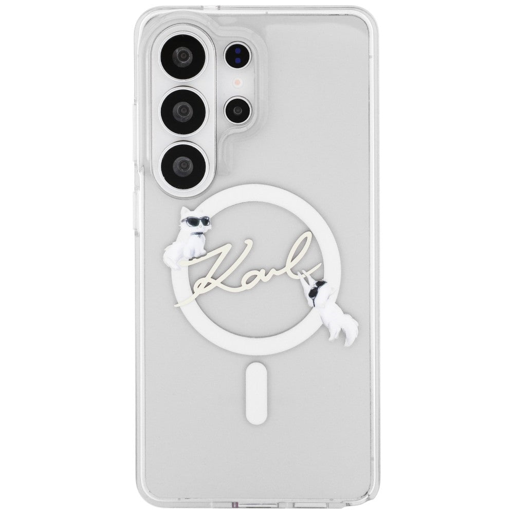 MagSafe futrola za Samsung Galaxy S26 Ultra S948, Karl Lagerfeld, IML Choupette Karl Script Logo, Bijela