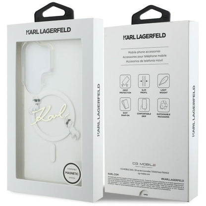 MagSafe futrola za Samsung Galaxy S26 Ultra S948, Karl Lagerfeld, IML Choupette Karl Script Logo, Bijela