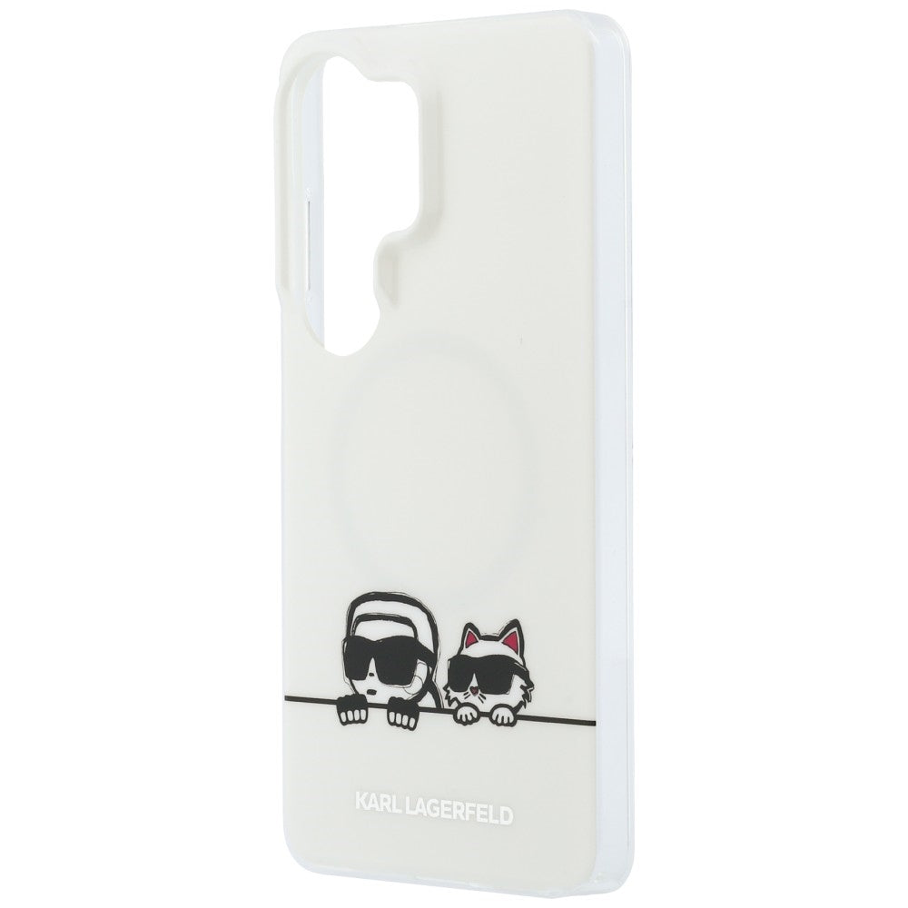 Futrola MagSafe za Samsung Galaxy S26 Ultra S948, Karl Lagerfeld, IML Karl & Choupette Peekaboo Logo, Bijela