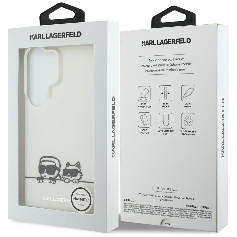 Futrola MagSafe za Samsung Galaxy S26 Ultra S948, Karl Lagerfeld, IML Karl & Choupette Peekaboo Logo, Bijela