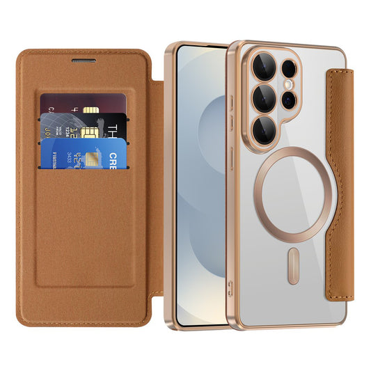 Futrola MagSafe za Samsung Galaxy S26 Ultra, Techsuit, SmartMag Book, Smeđa