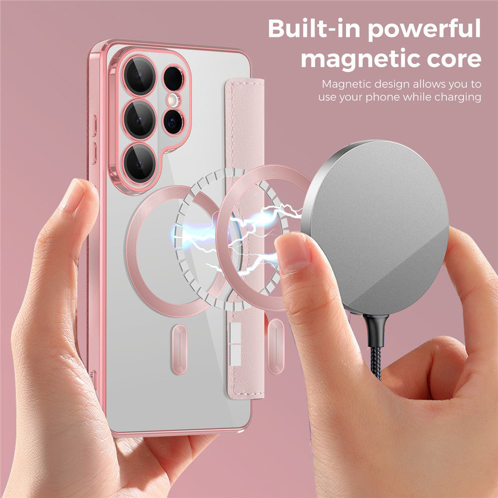 Futrola MagSafe za Samsung Galaxy S26 Ultra, Techsuit, SmartMag Book, Roza