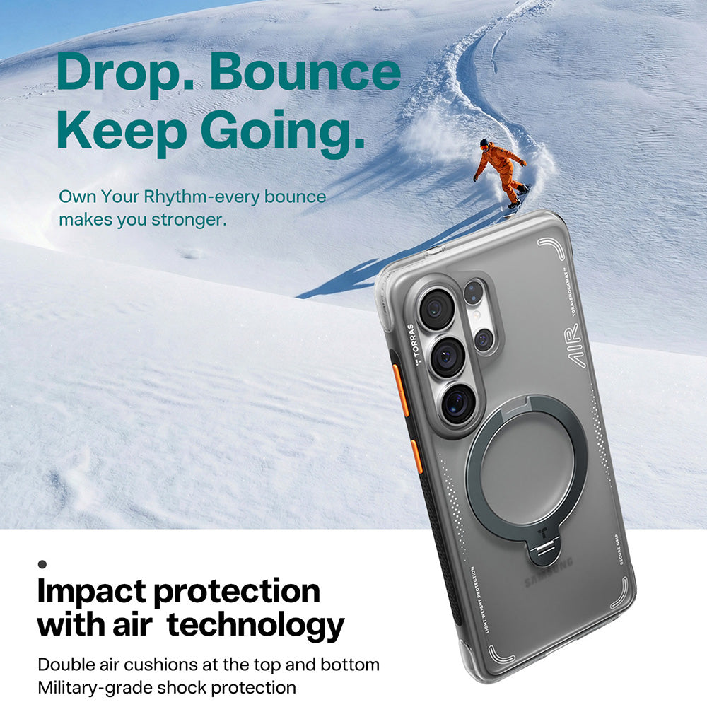 MagSafe futrola za Samsung Galaxy S26 Ultra, Torras, Ostand Spin Air, Siva