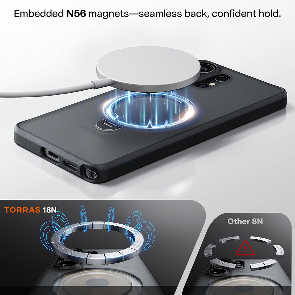 Futrola MagSafe za Samsung Galaxy S26 Ultra, Torras, Ostand Spin, Prozirna