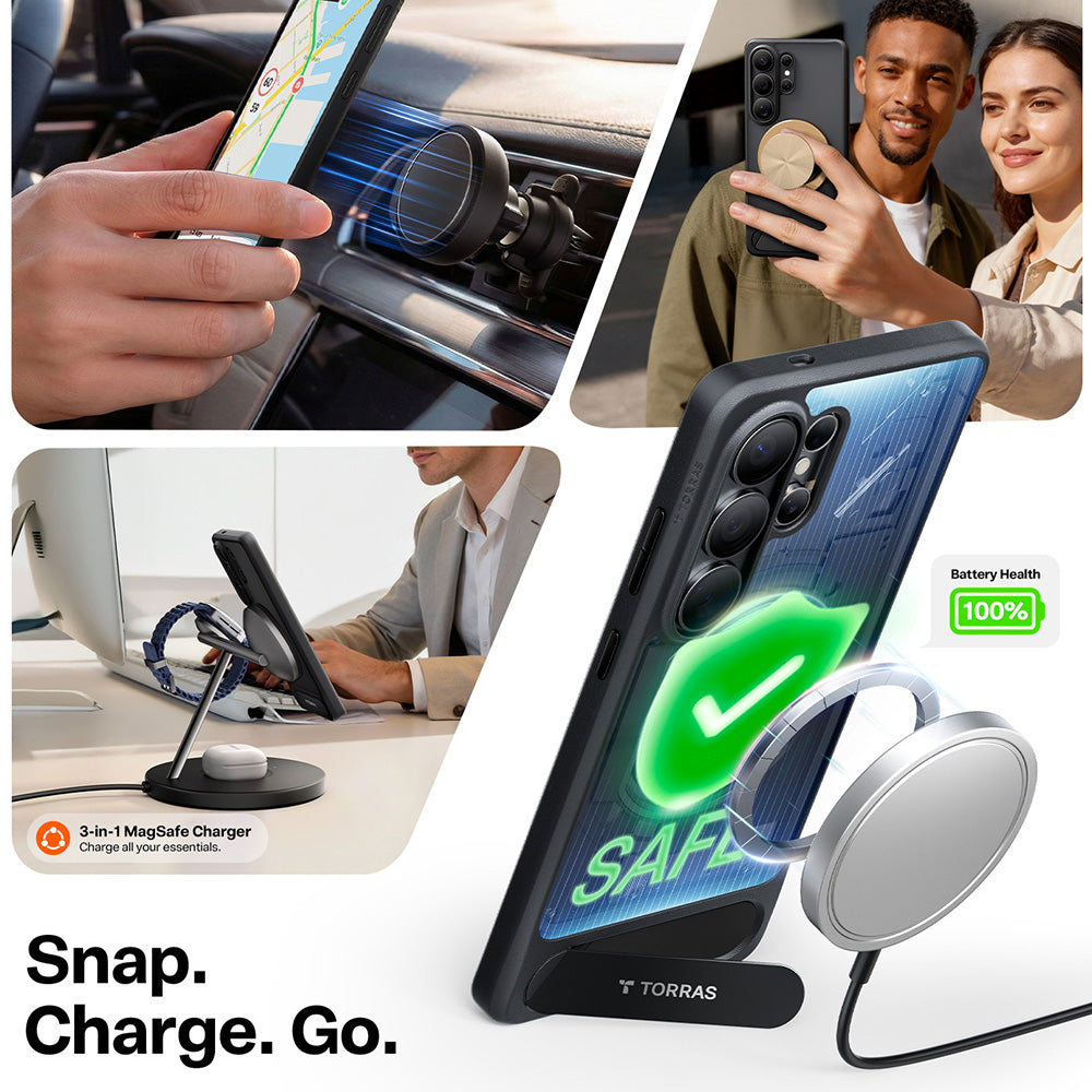 Futrola MagSafe za Samsung Galaxy S26 Ultra, Torras, Pstand, Crna