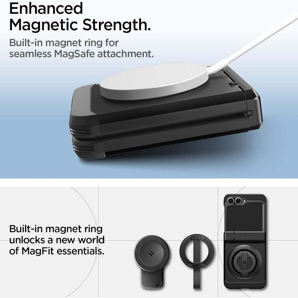 Futrola MagSafe za Samsung Galaxy Z Flip7 FE F761 / Z Flip6 F741, Spigen, Tough Armor Pro, Crna ACS09807