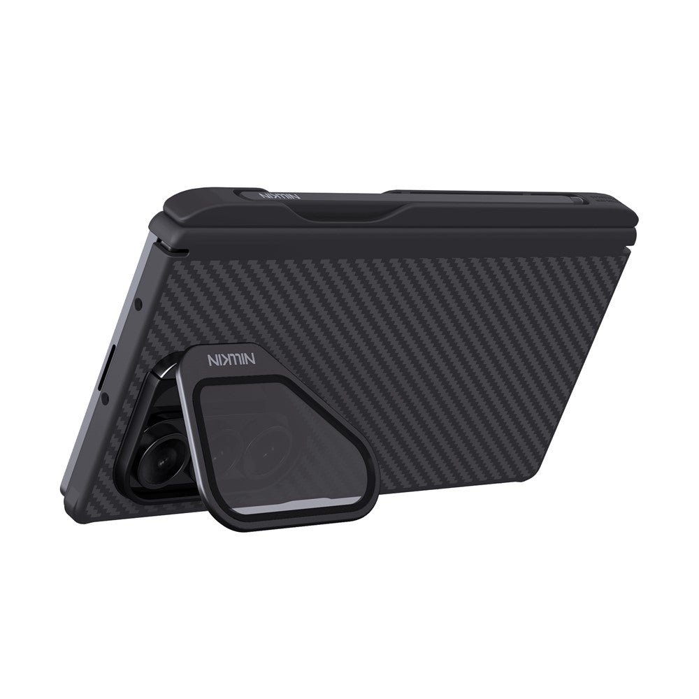 MagSafe futrola za Samsung Galaxy Z Fold7 F966, Nillkin, CarboProp s prozirnim crnim poklopcem za objektiv i držačem za S-Pen, Crna