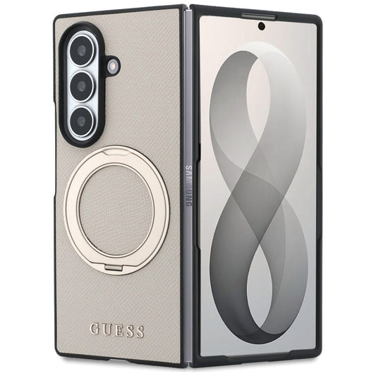 MagSafe maska za Samsung Galaxy Z Fold8 Ultra F976, Guess, Ring Stand Grained Classic Logo, Bež