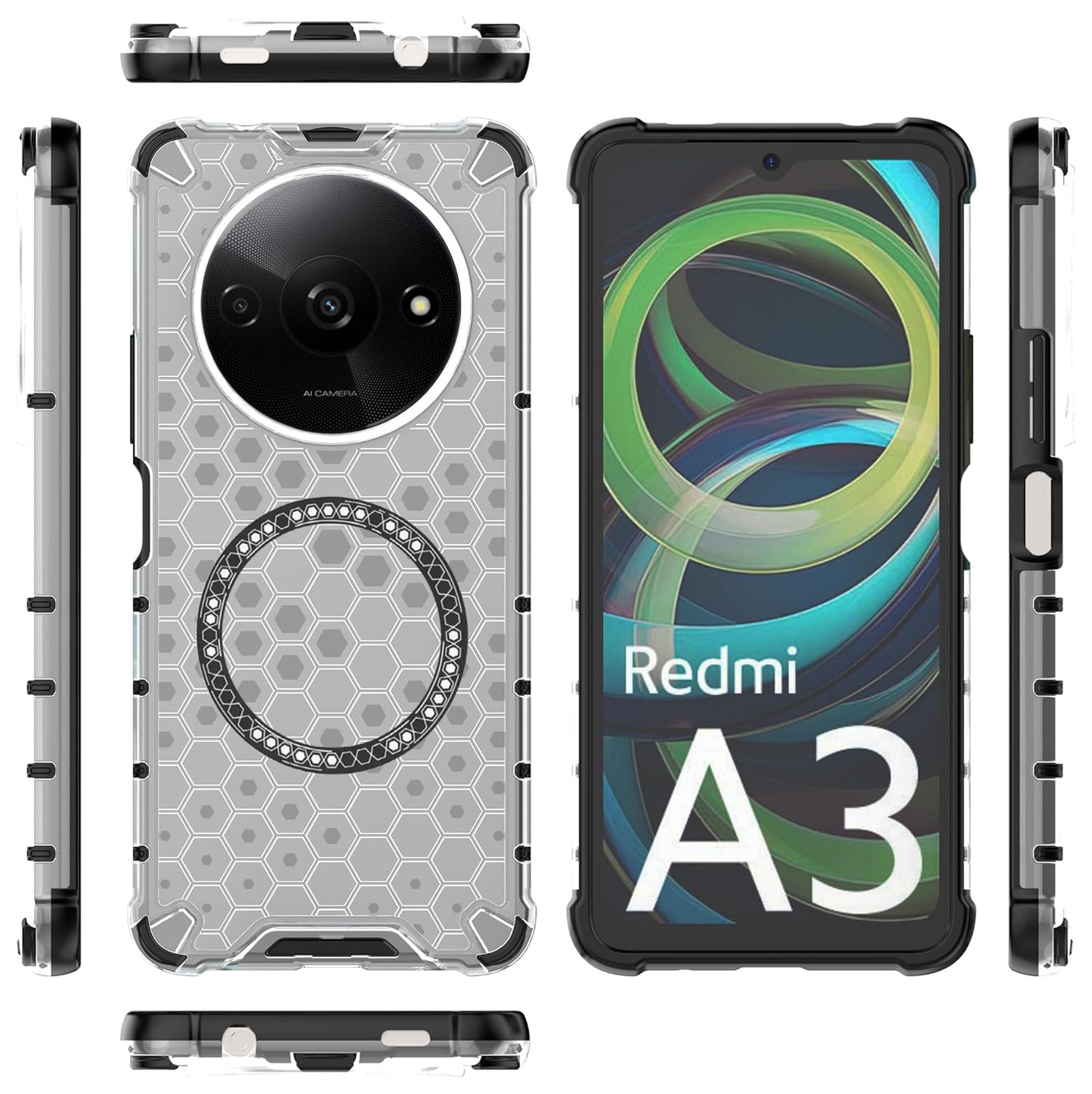 MagSafe futrola za Xiaomi Redmi A3x / A3, Techsuit, HoneyComb Shield, Bijela