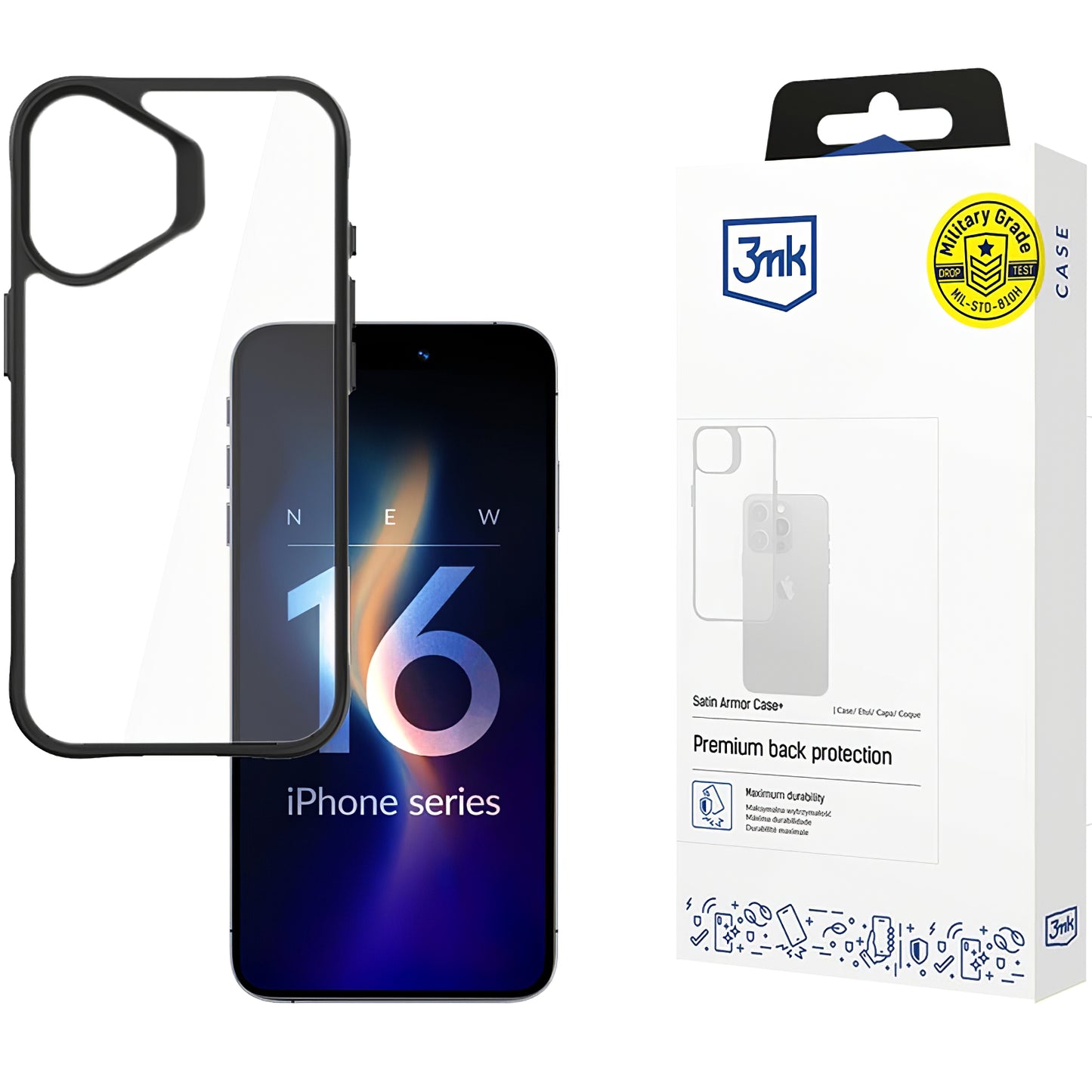Futrola za Apple iPhone 16, 3MK, Satin Armor Case+, Prozirna