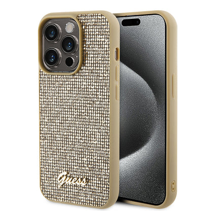 Futrola za Apple iPhone 15 Pro, Guess, PU Square Mirror Script Logo, Zlatna GUHCP15LPMSDGSD