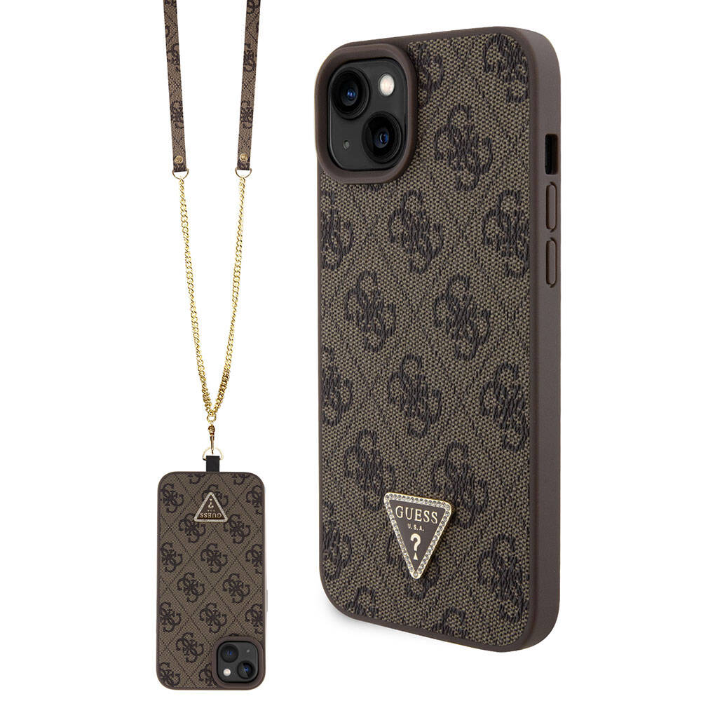 Futrola za Apple iPhone 15 Plus, Guess, Crossbody 4G Metal Logo, Smeđa, Ponovno zapakirana