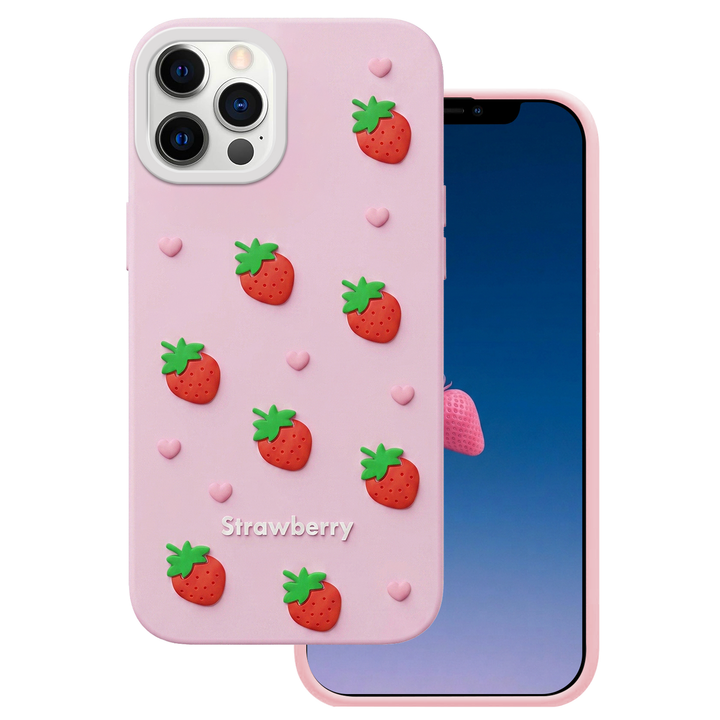 Maska za Apple iPhone 15 / 14 / 13, OEM, Strawberry, Roza