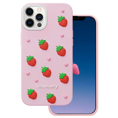 Maska za Apple iPhone 15 / 14 / 13, OEM, Strawberry, Roza