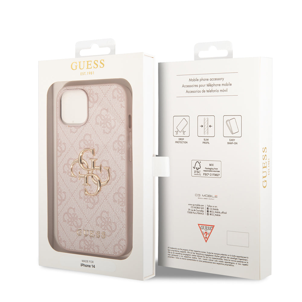 Futrola za Apple iPhone 14, Guess, 4G Metal Logo, Roza