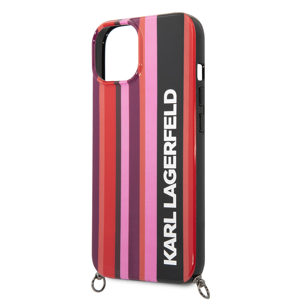 Futrola za Apple iPhone 14, Karl Lagerfeld, Color Stripes with Strap, Roza