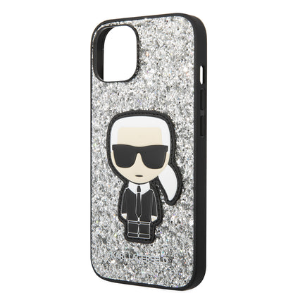 Futrola za Apple iPhone 14, Karl Lagerfeld, Glitter Flakes Ikonik Karl, Srebrna