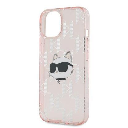 Futrola za Apple iPhone 14, Karl Lagerfeld, IML Luxury Monogram Choupette's Head, Roza