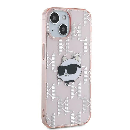 Futrola za Apple iPhone 14, Karl Lagerfeld, IML Luxury Monogram Choupette's Head, Roza