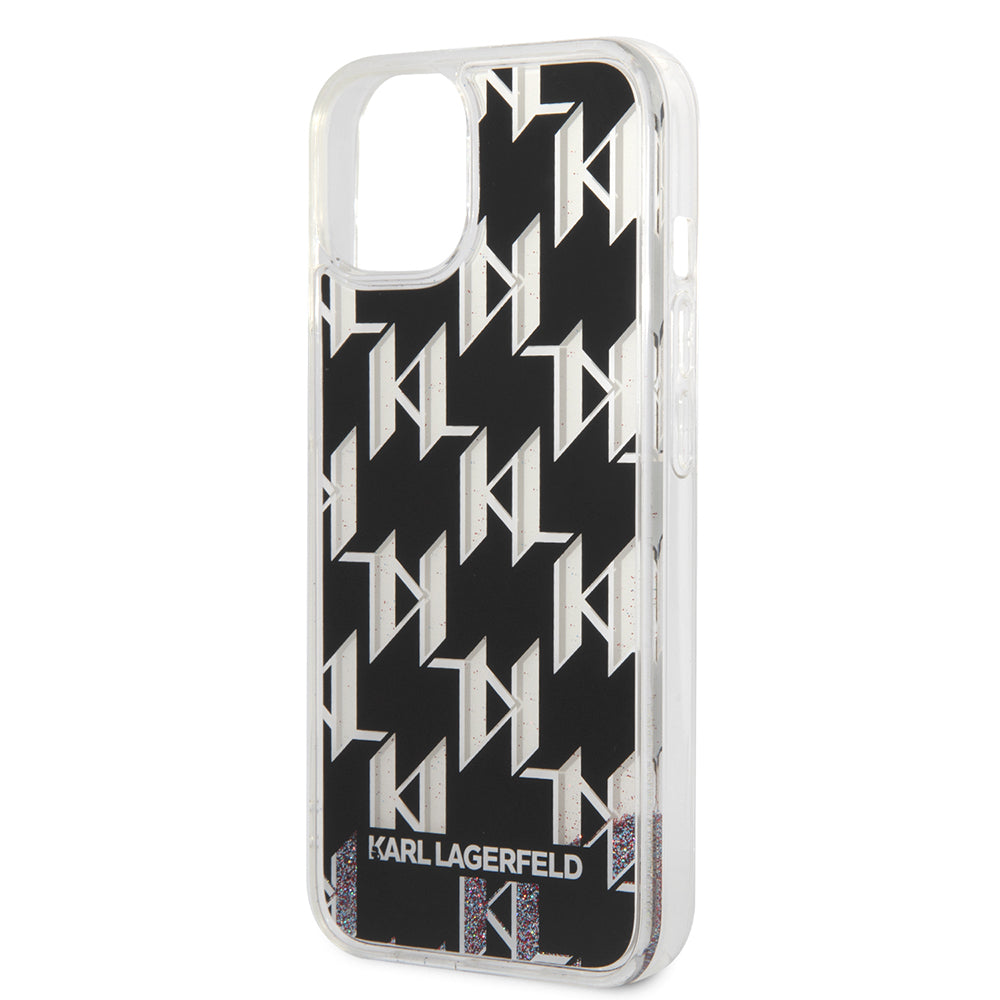 Futrola za Apple iPhone 14, Karl Lagerfeld, Liquid Glitter Monogram, Crna