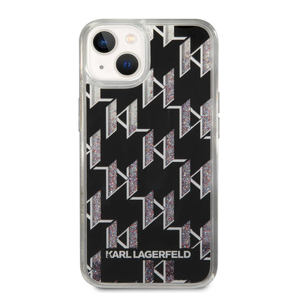 Futrola za Apple iPhone 14, Karl Lagerfeld, Liquid Glitter Monogram, Crna