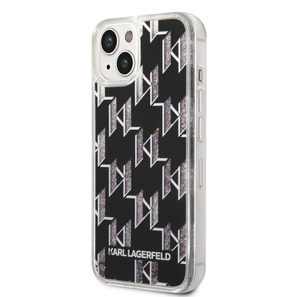 Futrola za Apple iPhone 14, Karl Lagerfeld, Liquid Glitter Monogram, Crna
