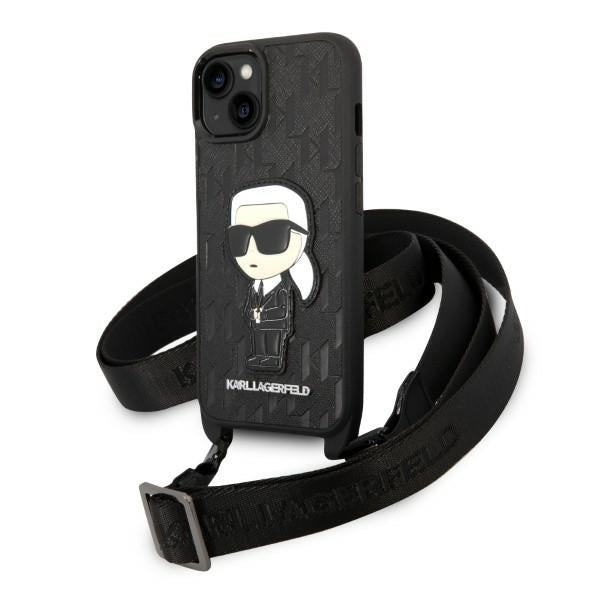 Futrola za Apple iPhone 14, Karl Lagerfeld, Monogram Ikonik Karl, Crna