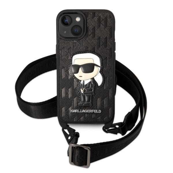 Futrola za Apple iPhone 14, Karl Lagerfeld, Monogram Ikonik Karl, Crna