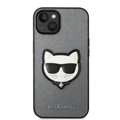 Futrola za Apple iPhone 14, Karl Lagerfeld, Saffiano Choupette's Head, Srebrna