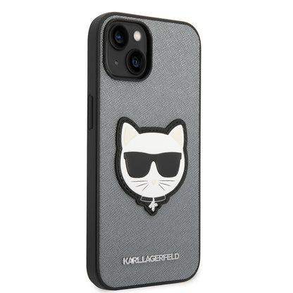 Futrola za Apple iPhone 14, Karl Lagerfeld, Saffiano Choupette's Head, Srebrna