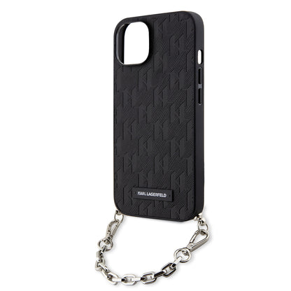 Futrola za Apple iPhone 14, Karl Lagerfeld, Saffiano Monogram Chain, Crna