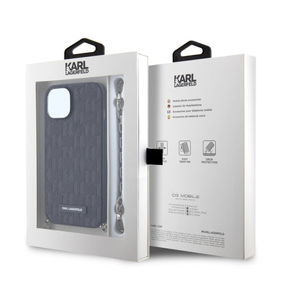 Futrola za Apple iPhone 14, Karl Lagerfeld, Saffiano Monogram Chain, Crna