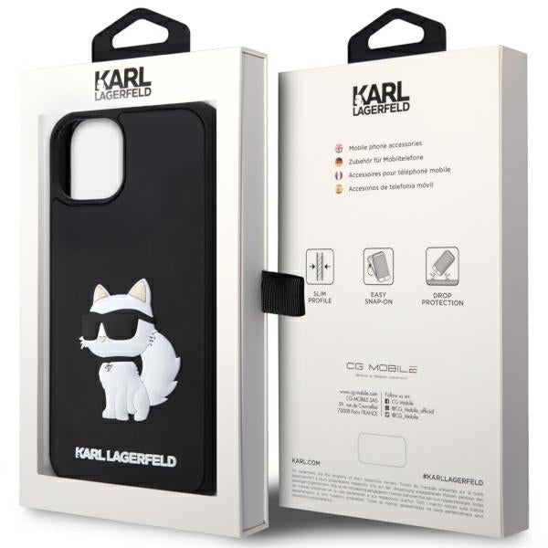 Futrola za Apple iPhone 14 Plus, Karl Lagerfeld, 3D Rubber Choupette, Crna