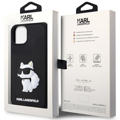 Futrola za Apple iPhone 14 Plus, Karl Lagerfeld, 3D Rubber Choupette, Crna