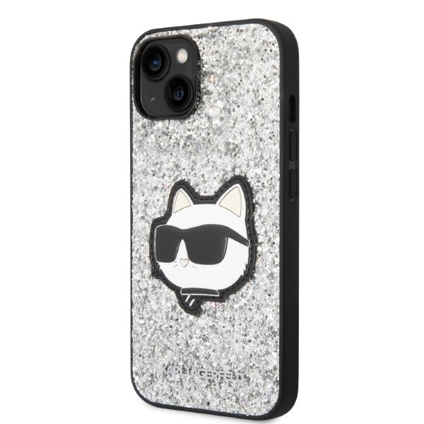 Futrola za Apple iPhone 14 Plus, Karl Lagerfeld, Glitter Choupette Patch, Srebrna