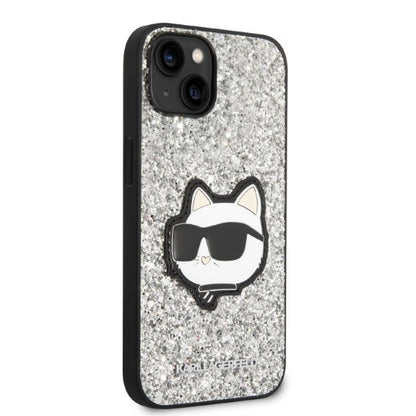 Futrola za Apple iPhone 14 Plus, Karl Lagerfeld, Glitter Choupette Patch, Srebrna
