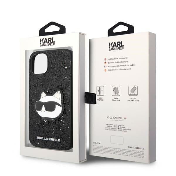 Futrola za Apple iPhone 14 Plus, Karl Lagerfeld, Glitter Choupette Patch, Crna