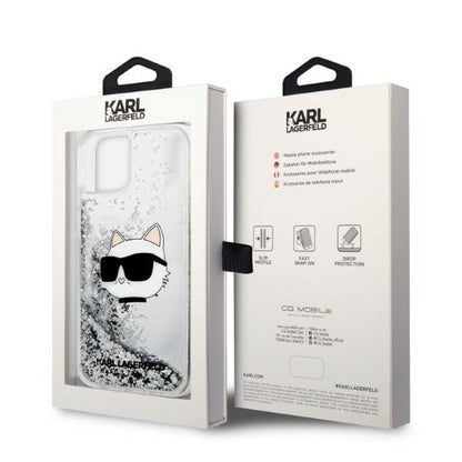 Futrola za Apple iPhone 14 Plus, Karl Lagerfeld, Glitter Choupette's Head, Srebrna