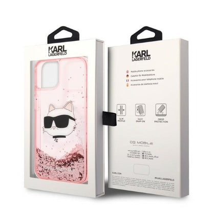 Futrola za Apple iPhone 14 Plus, Karl Lagerfeld, Glitter Choupette's Head, Roza