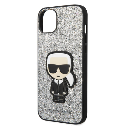 Futrola za Apple iPhone 14 Plus, Karl Lagerfeld, Glitter Flakes Ikonik Karl, Srebrna