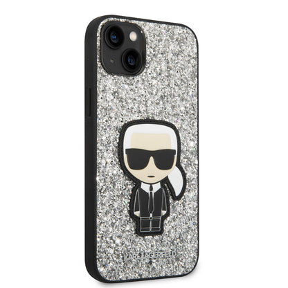 Futrola za Apple iPhone 14 Plus, Karl Lagerfeld, Glitter Flakes Ikonik Karl, Srebrna